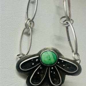 Sterling Silver Handcrafted Flower Necklace with Bezel